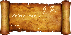 Gönye Patrik névjegykártya